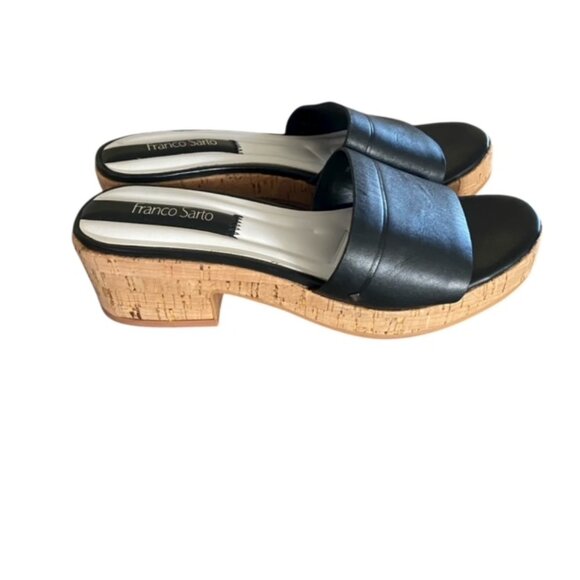 Franco Sarto Black Pony Slide Sandal 7 - Picture 6 of 7